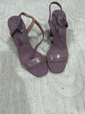 BCBGeneration Mauve Suede Slingback Heels with Clear Toe Strap